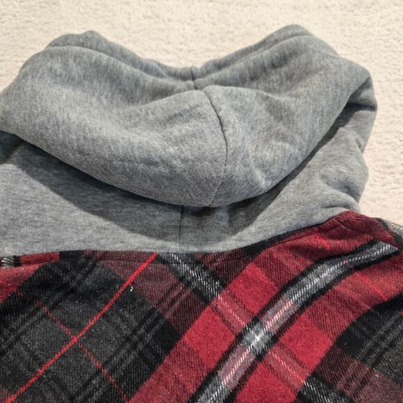 Ci Sono Button-up Flannel Shirt Jacket Hoodie Shacket Sz XL Outdoorsy Camping - Picture 7 of 10